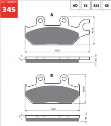 Тормозные колодки дисковые 345 K5  - 1