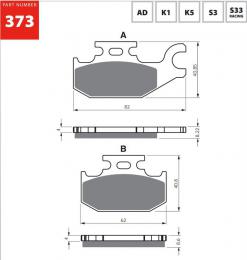 Тормозные колодки дисковые 373 K5  - 1