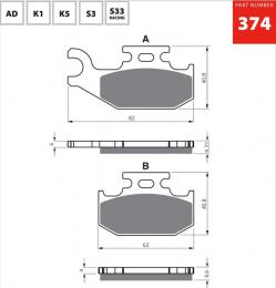 Изображение продукта Тормозные колодки дисковые 374 K5 